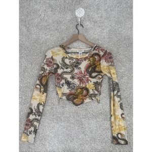 Just Polly Small Dragon style Long Sleeve Cropped‎ Shirt